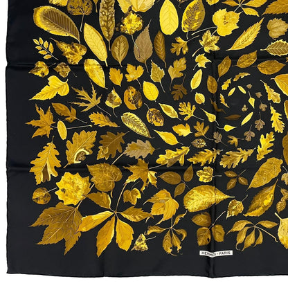 Hermes Scarf Silk Carre 90 Tourbillon Fallen Leaves Swirl Black — view 5