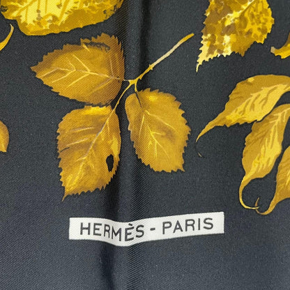 Hermes Scarf Silk Carre 90 Tourbillon Fallen Leaves Swirl Black — view 7