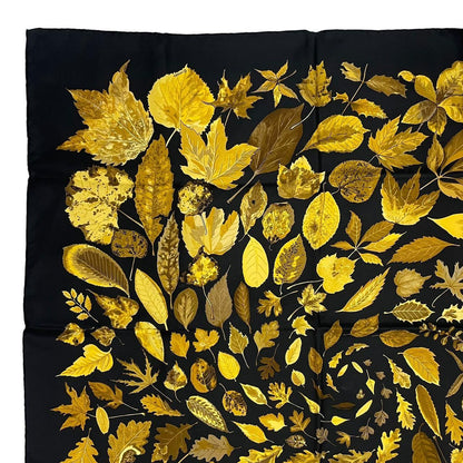 Hermes Scarf Silk Carre 90 Tourbillon Fallen Leaves Swirl Black — view 3