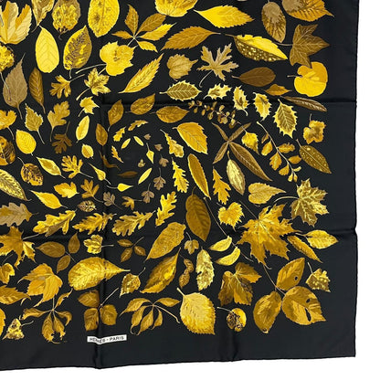 Hermes Scarf Silk Carre 90 Tourbillon Fallen Leaves Swirl Black — view 6