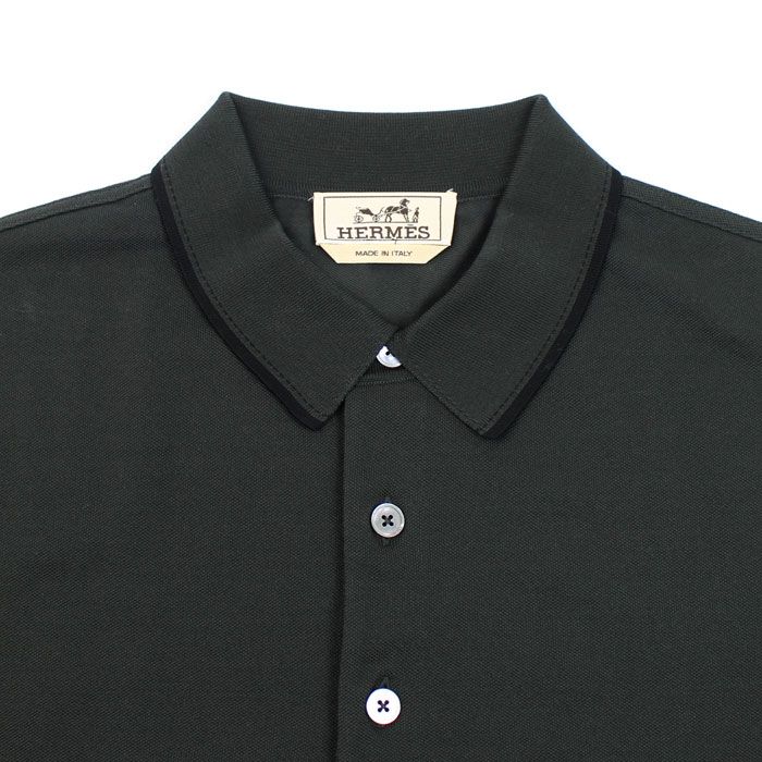 Hermes Piqures Sellier Polo Shirt Black — view 3