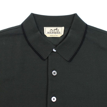 Hermes Piqures Sellier Polo Shirt Black — view 3