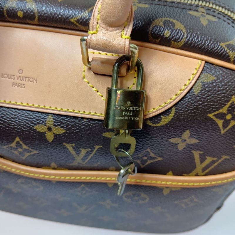 Louis Vuitton Monogram Bowling Vanity Deauville Boston Bag Brown
