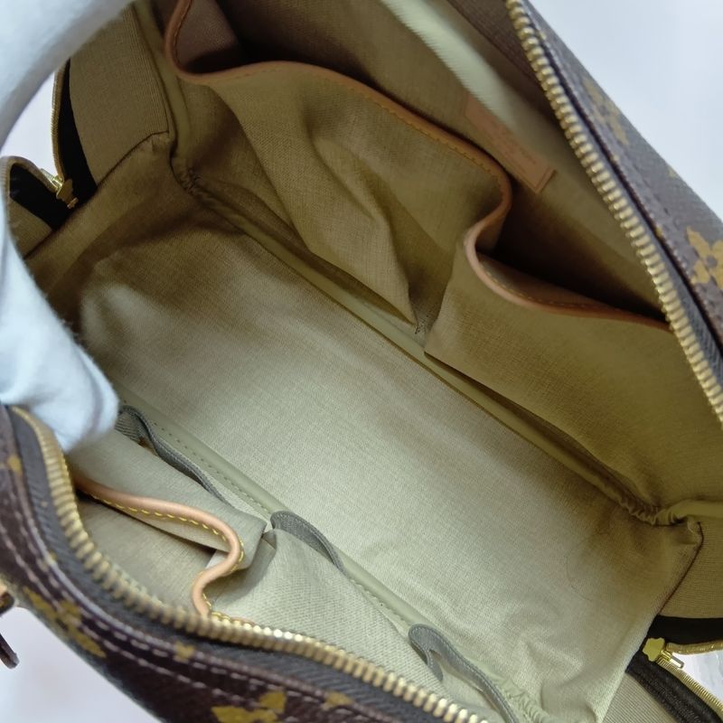 Louis Vuitton Monogram Bowling Vanity Deauville Boston Bag Brown