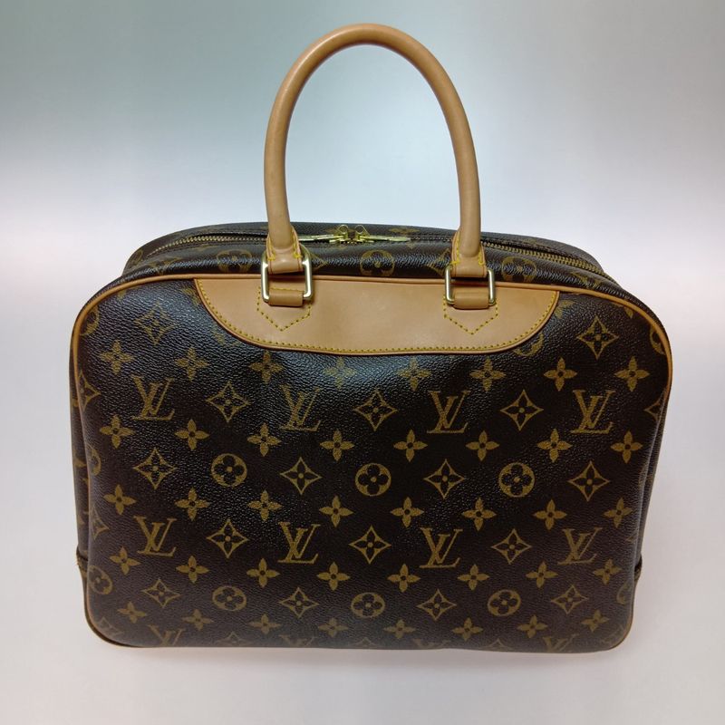 Louis Vuitton Monogram Bowling Vanity Deauville Boston Bag Brown