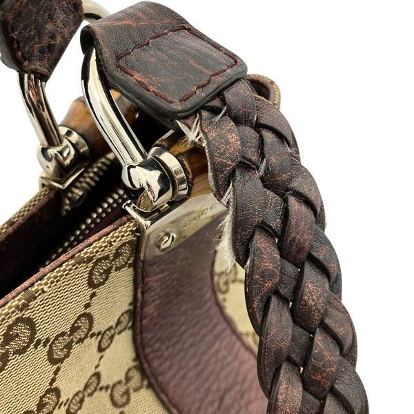 Gucci Bamboo Tote Leather Canvas Beige Brown