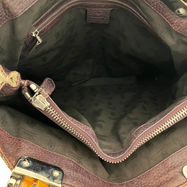 Gucci Bamboo Tote Leather Canvas Beige Brown