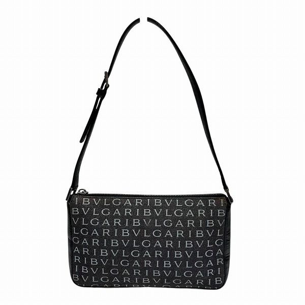 Bvlgari Logo Canvas Mini Shoulder Bag Black White