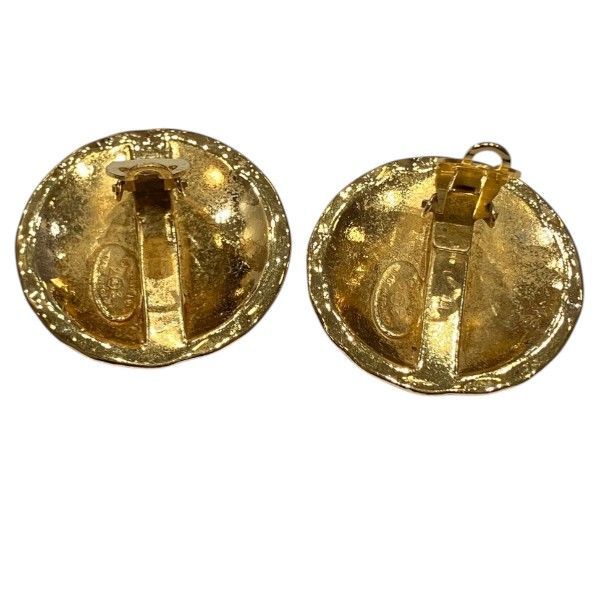 Chanel Quilted CC Logo Gold 23 Vintage Earrings