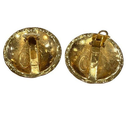 Chanel Quilted CC Logo Gold 23 Vintage Earrings