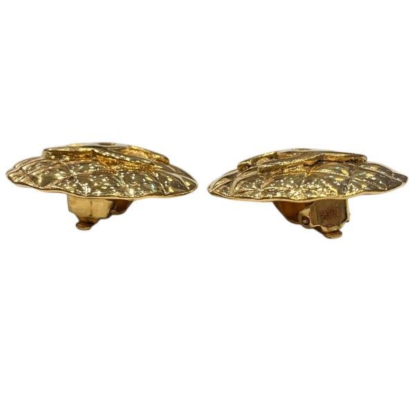 Chanel Quilted CC Logo Gold 23 Vintage Earrings