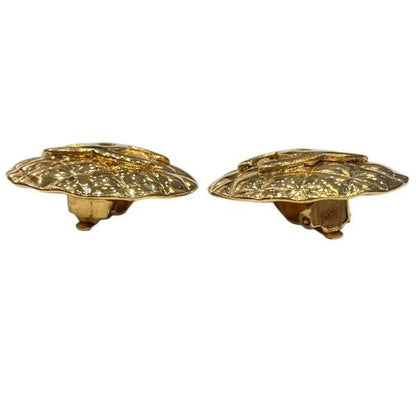 Chanel Quilted CC Logo Gold 23 Vintage Earrings