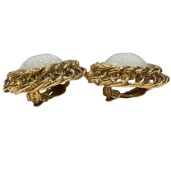Chanel Faux Pearl Gold Circle Vintage Earrings