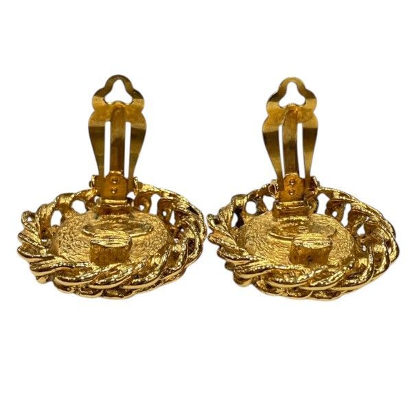 Chanel Faux Pearl Gold Circle Vintage Earrings