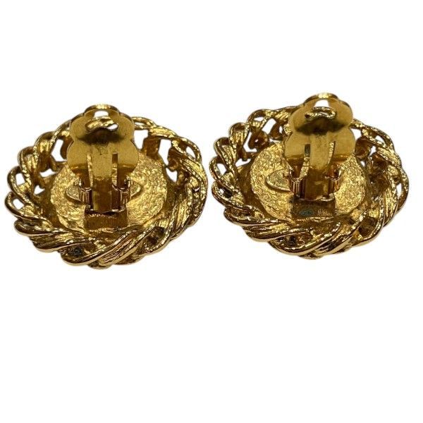Chanel Faux Pearl Gold Circle Vintage Earrings