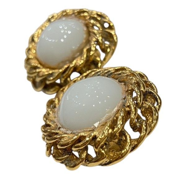 Chanel Faux Pearl Gold Circle Vintage Earrings