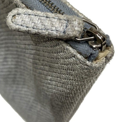 Chanel Deauville Pouch Raffia Light Gray