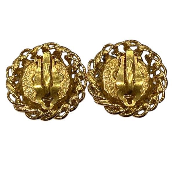 Chanel Faux Pearl Gold Circle Vintage Earrings