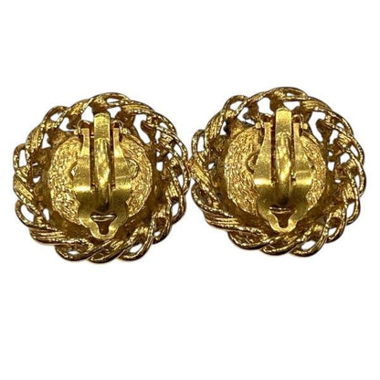 Chanel Faux Pearl Gold Circle Vintage Earrings