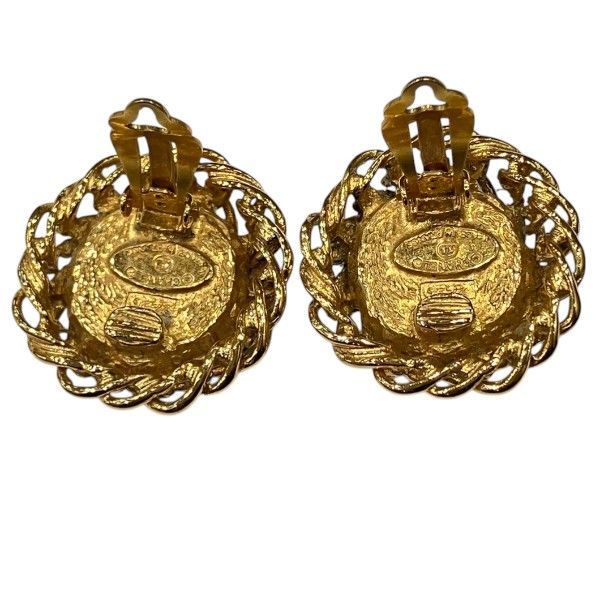Chanel Faux Pearl Gold Circle Vintage Earrings
