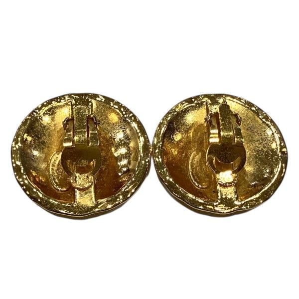 Chanel Quilted CC Logo Gold 23 Vintage Earrings