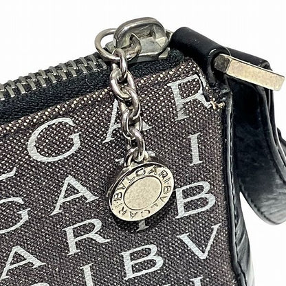 Bvlgari Logo Canvas Mini Shoulder Bag Black White
