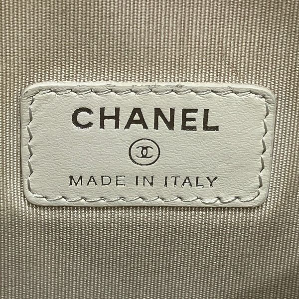 Chanel Deauville Pouch Raffia Light Gray