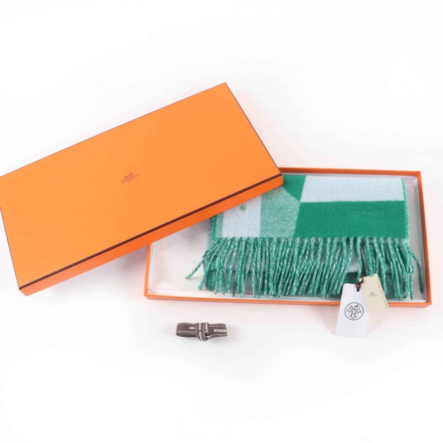 Hermes Workman Female Cashmeremuffler Steady Go Mint/ Bicolor Scarf — view 2