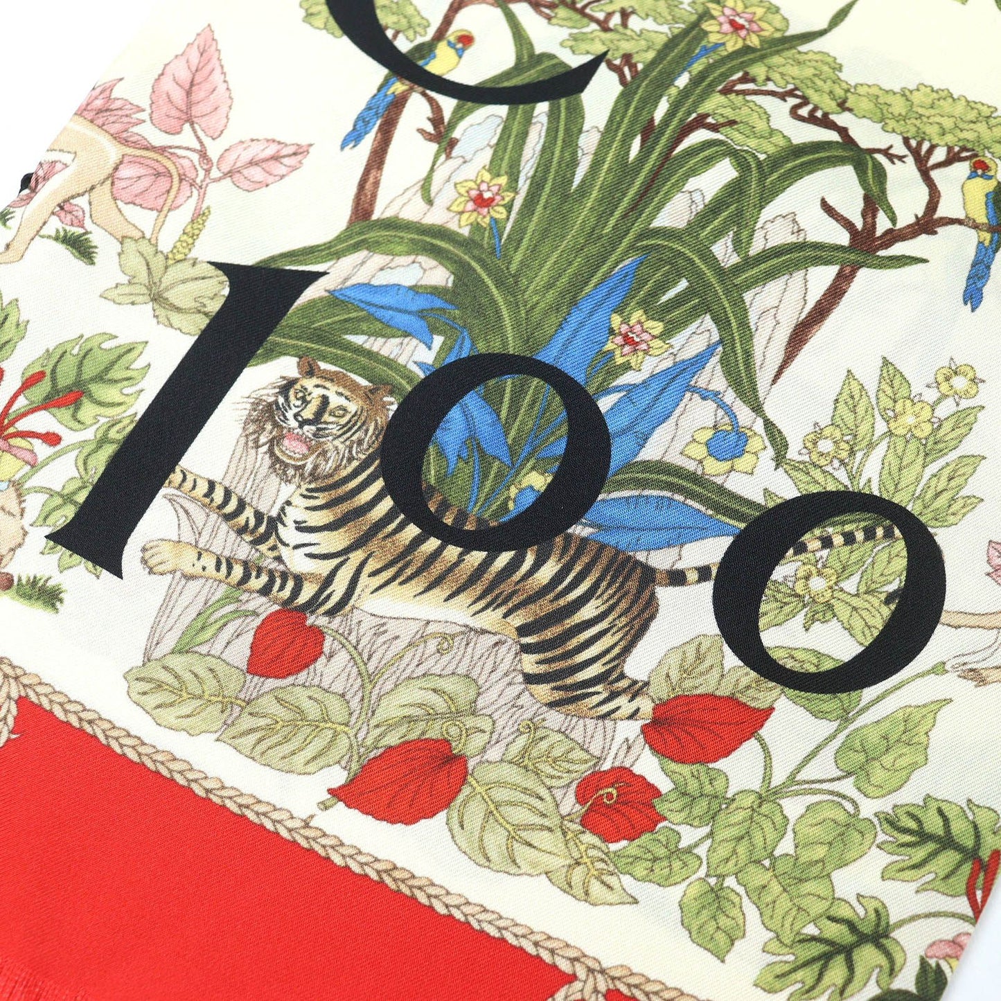 Gucci Silk In g Logo Floral Pattern Mini Fringe Scarf Ivory — view 6
