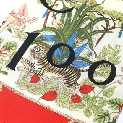 Gucci Silk In g Logo Floral Pattern Mini Fringe Scarf Ivory — view 6