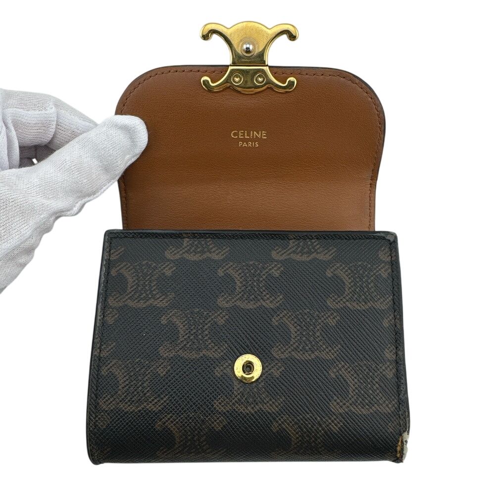 Celine Trifold Wallet Leather Brown — view 5