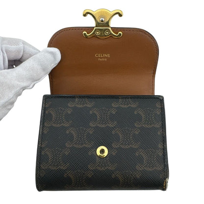 Celine Trifold Wallet Leather Brown — view 5