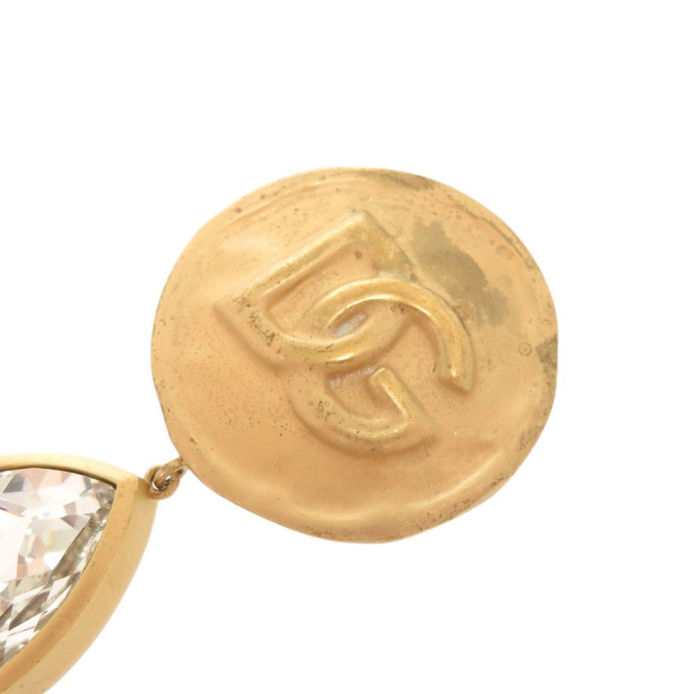 Dolce & Gabbana Logo Brass Crystal Gold Earrings — view 6
