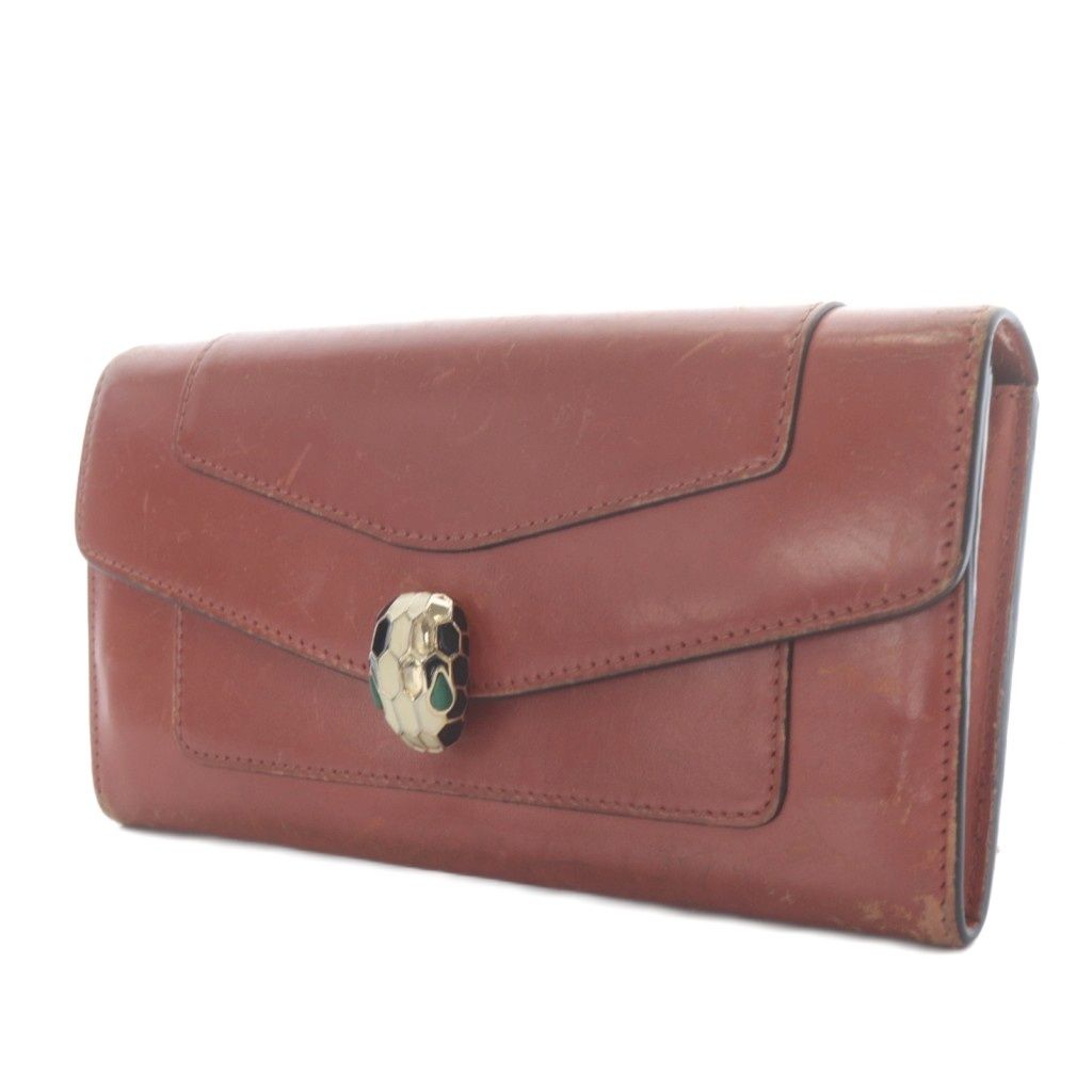 Bvlgari Serpenti Forever Wallet Bifold Logo Snake Leather Terracotta — view 4