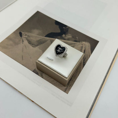 Chanel CC Logo Ring Black