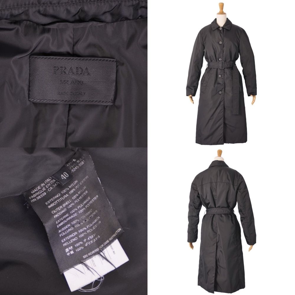 Prada Coat Belted Long Nylon Padded — view 9