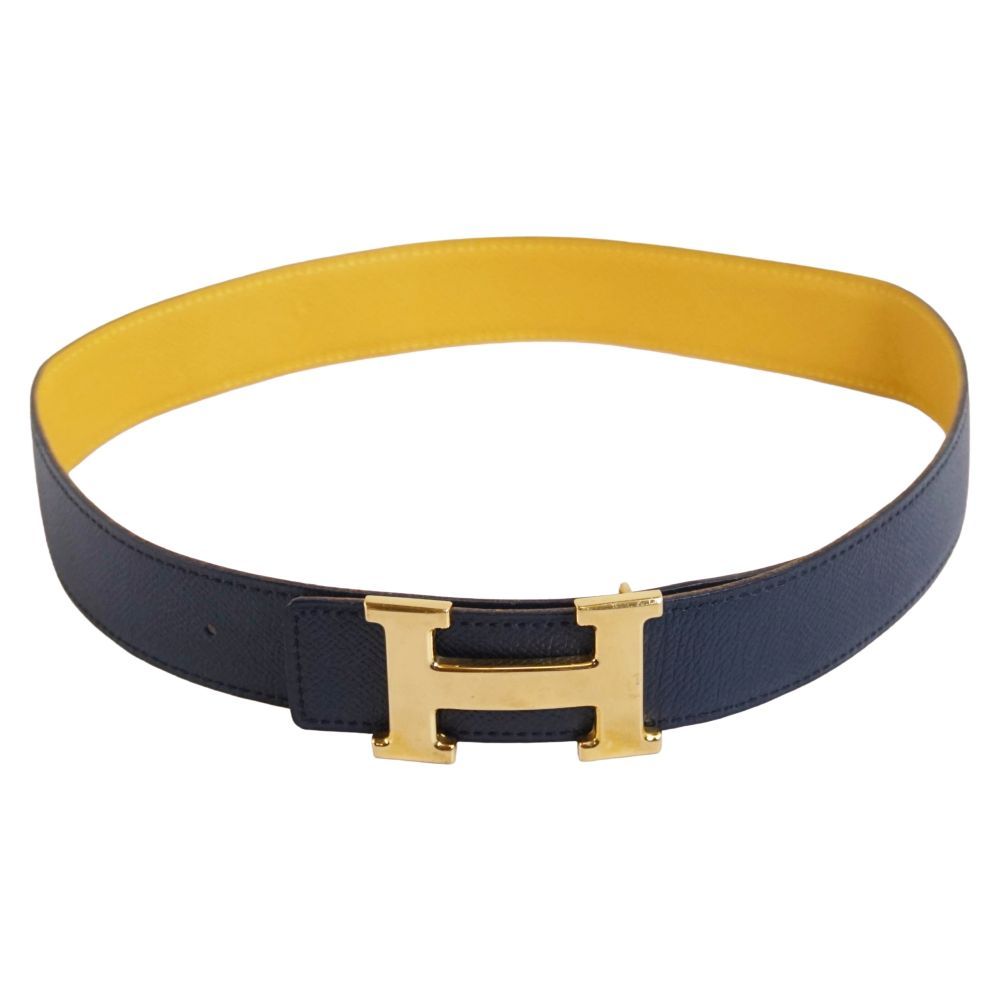 Hermes Vintage Belt Leather Riba Navyyellow — view 2