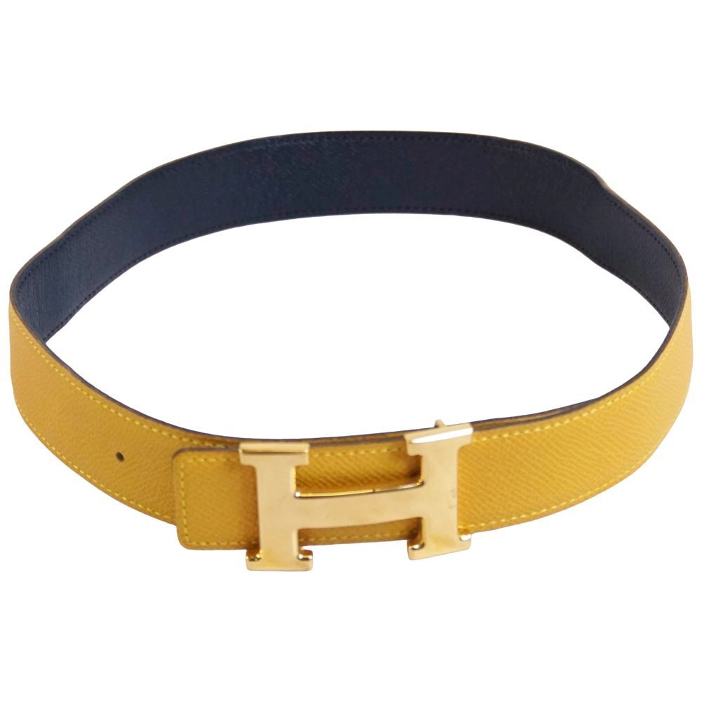 Hermes Vintage Belt Leather Riba Navyyellow — view 3