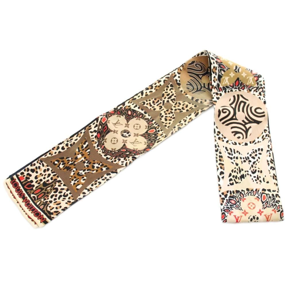 Louis Vuitton Bandeau Jungle Mania Scarf Logo Leopard Print Silk Ku Oh — view 2