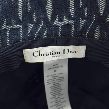 Dior Teddy Allover Small Brim Bucket Hat Denim Logo 58 — view 6