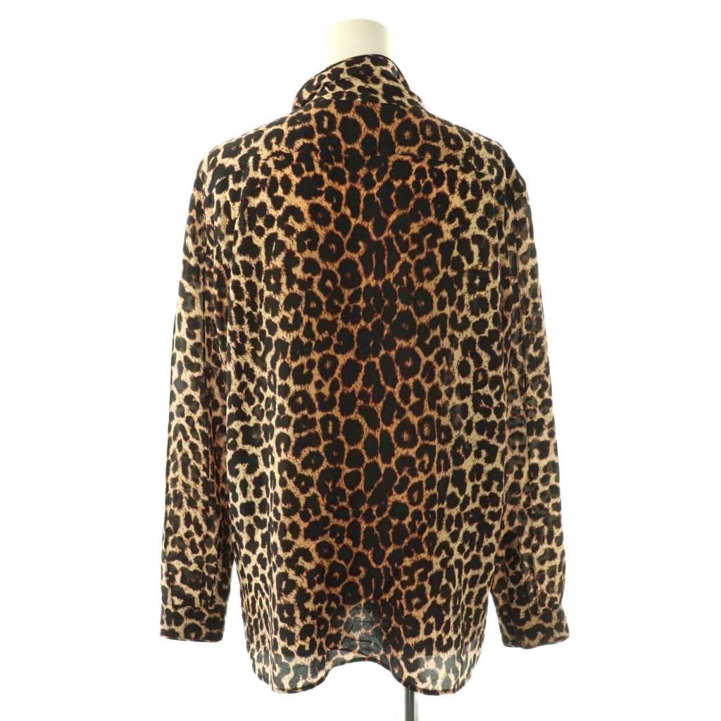 Saint Laurent Paris Silk Tie Blouse Beige Black — view 2