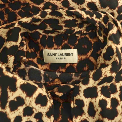 Saint Laurent Paris Silk Tie Blouse Beige Black — view 6