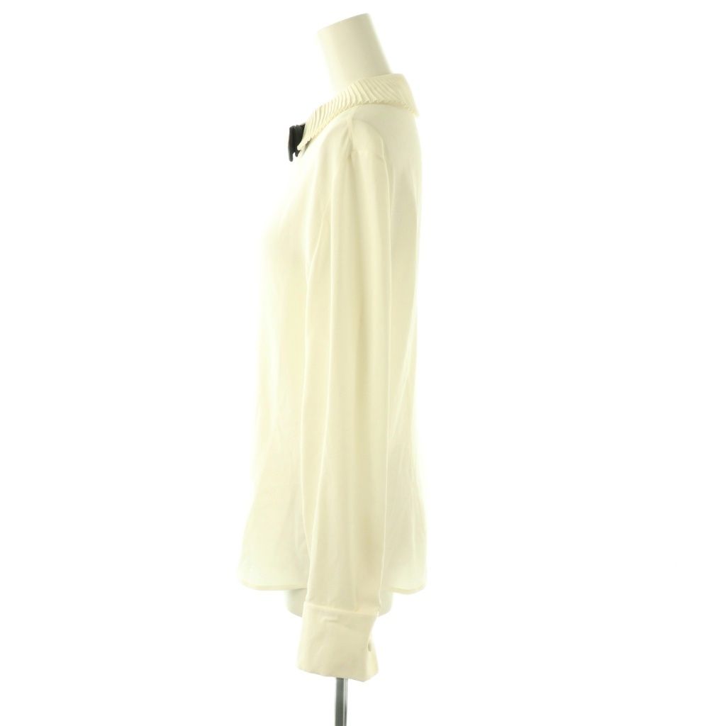 Celine Mia Shirt Blouse with Bow Long Sleeve Open Front 36 Off-white — view 3