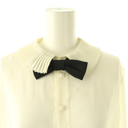 Celine Mia Shirt Blouse with Bow Long Sleeve Open Front 36 Off-white — view 4