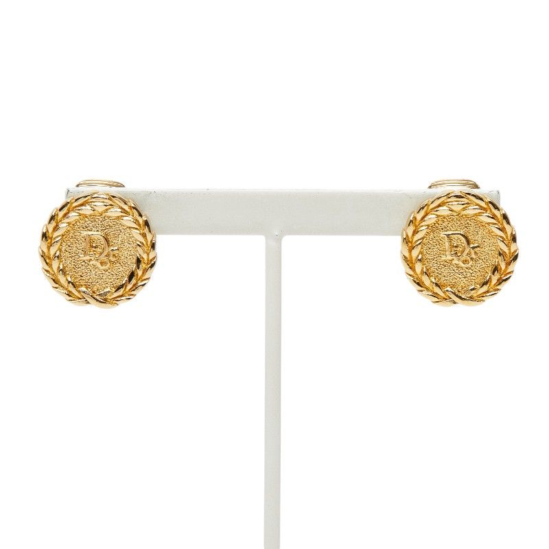 Dior Logo Round Earrings Gold Plated — view 2