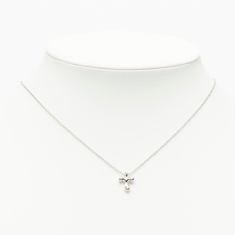 Tiffany & Co Elsa Peretti Small Cross Pendant Necklace Silver Platinum — view 7