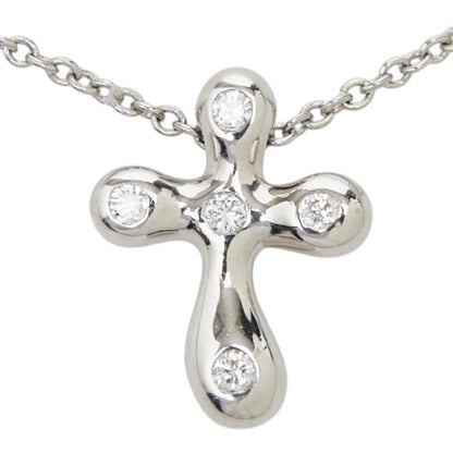 Tiffany & Co Elsa Peretti Small Cross Pendant Necklace Silver Platinum — view 2