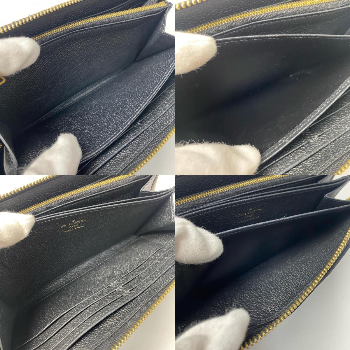 Louis Vuitton Monogram Empreinte Bicolor Zippy Wallet Black Beige — view 9