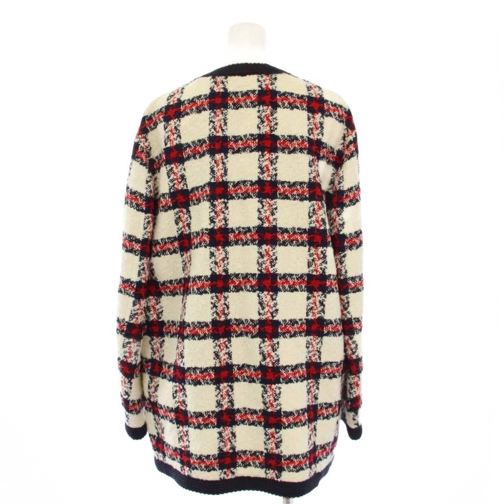 Gucci Coat Tweed GG Button Middle Length Check 38 White — view 3