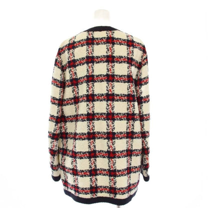 Gucci Coat Tweed GG Button Middle Length Check 38 White — view 3